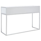 Scrivania con due cassetti a specchio e base in metallo