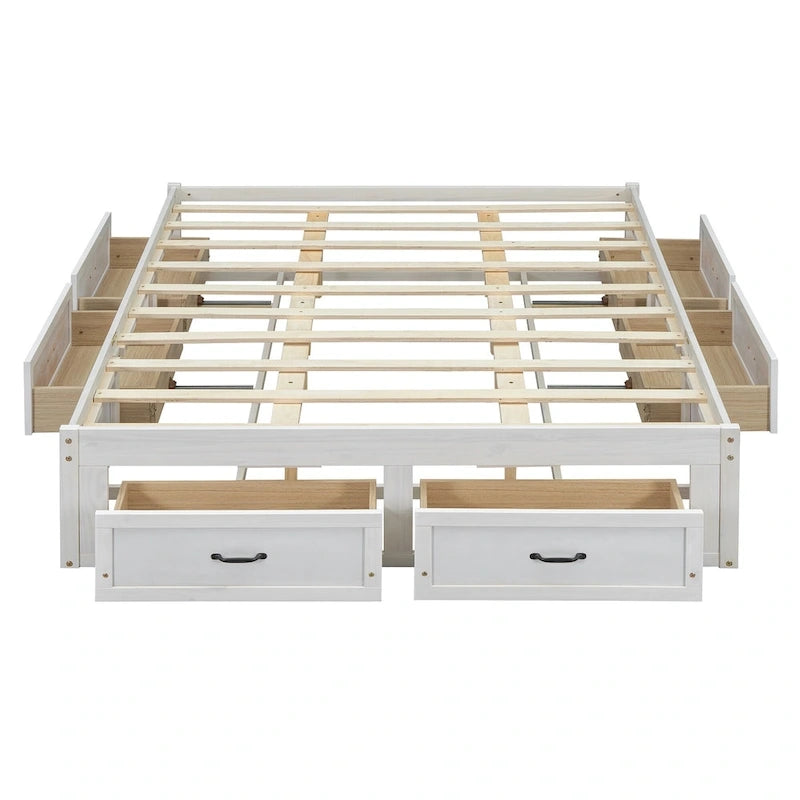 Letto a piattaforma Queen Size con 6 cassetti portaoggetti
