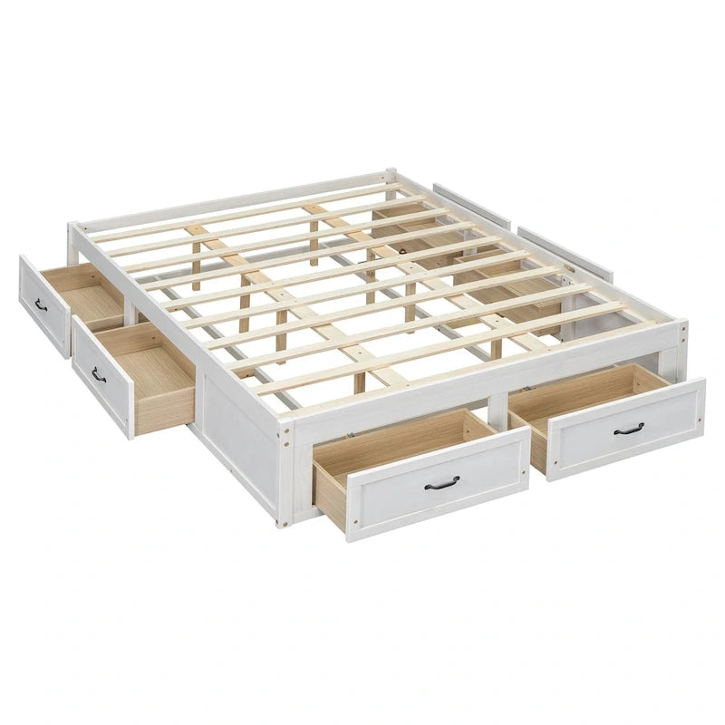 Letto a piattaforma Queen Size con 6 cassetti portaoggetti