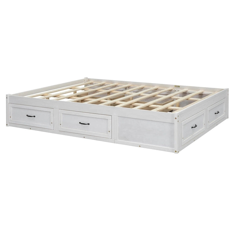 Letto a piattaforma Queen Size con 6 cassetti portaoggetti