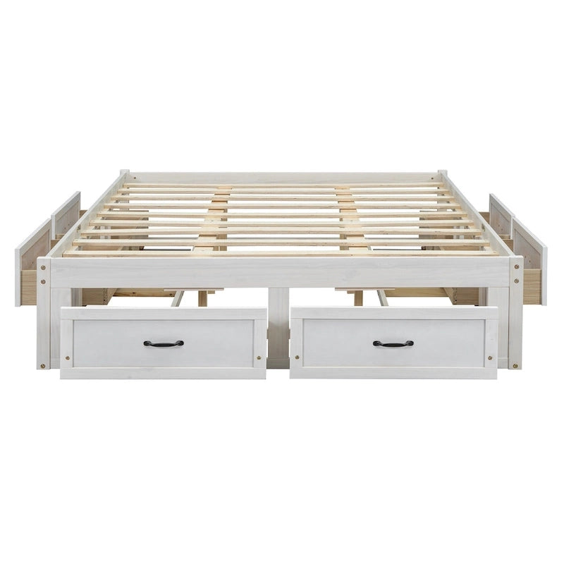 Letto a piattaforma Queen Size con 6 cassetti portaoggetti