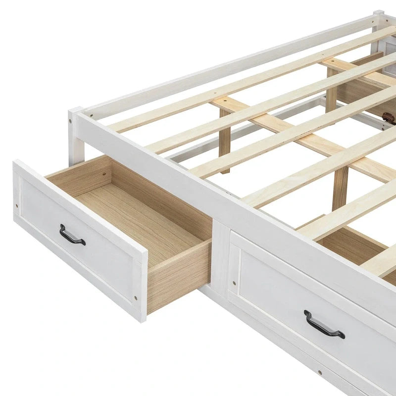 Letto a piattaforma Queen Size con 6 cassetti portaoggetti