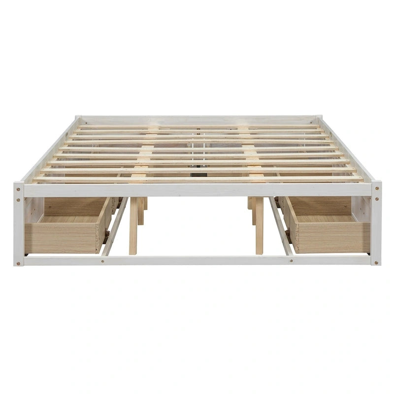 Letto a piattaforma Queen Size con 6 cassetti portaoggetti