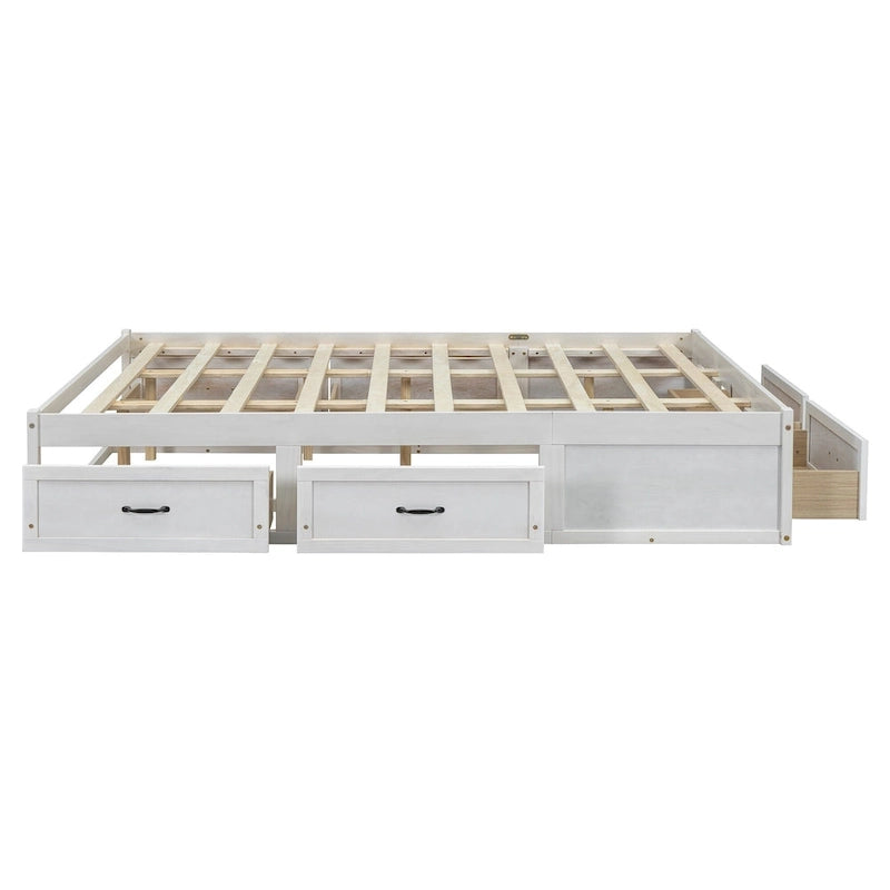Letto a piattaforma Queen Size con 6 cassetti portaoggetti