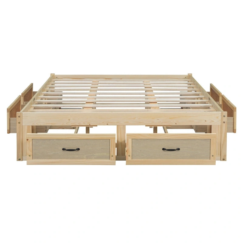 Letto a piattaforma Queen Size con 6 cassetti portaoggetti