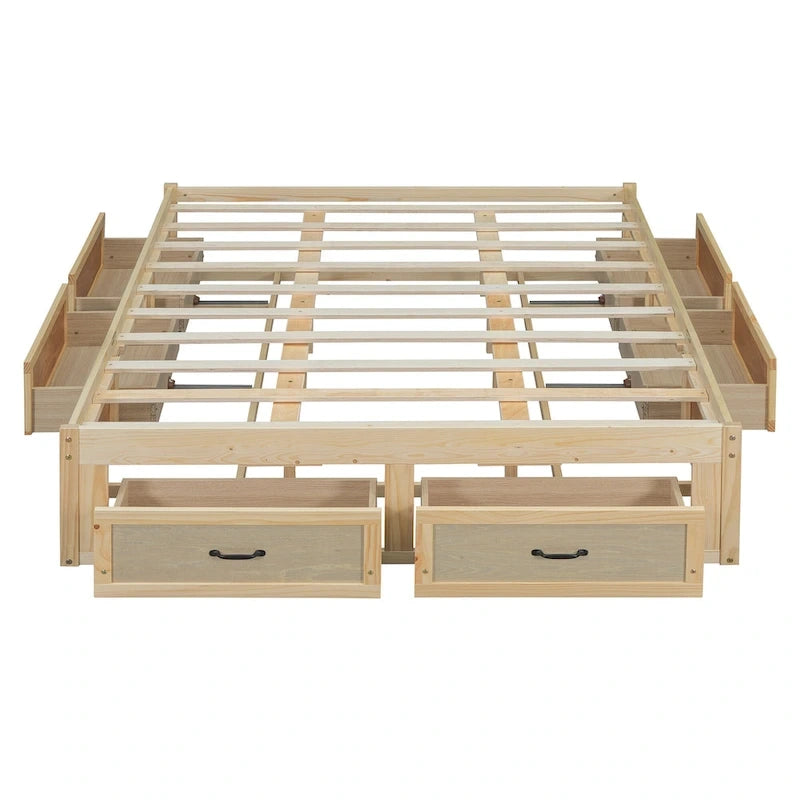 Letto a piattaforma Queen Size con 6 cassetti portaoggetti