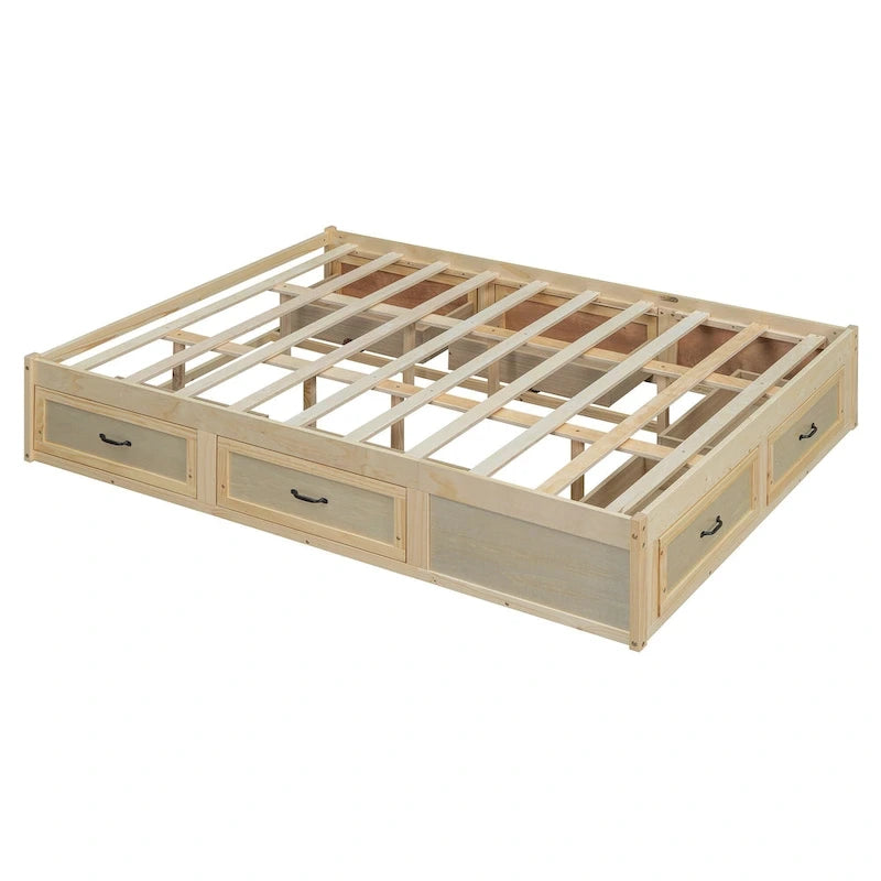 Letto a piattaforma Queen Size con 6 cassetti portaoggetti
