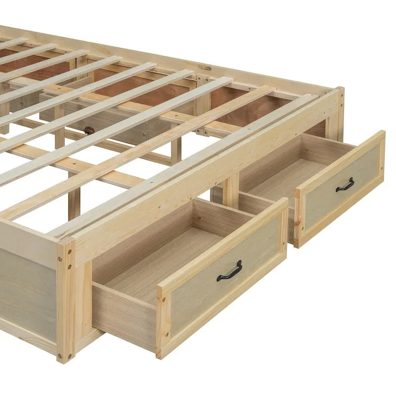 Letto a piattaforma Queen Size con 6 cassetti portaoggetti