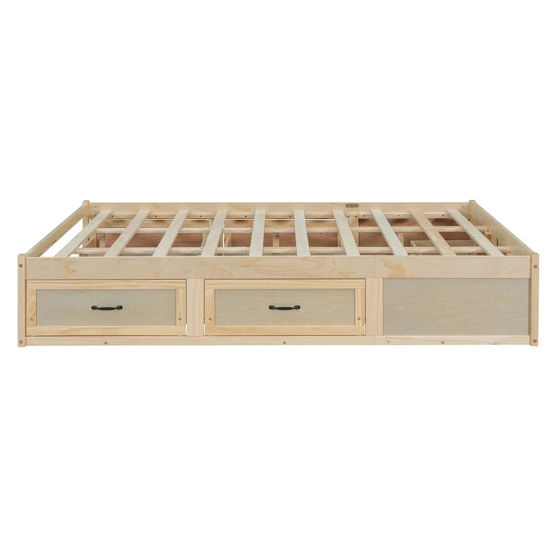 Letto a piattaforma Queen Size con 6 cassetti portaoggetti