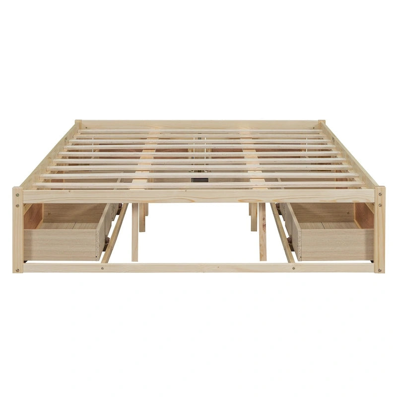 Letto a piattaforma Queen Size con 6 cassetti portaoggetti