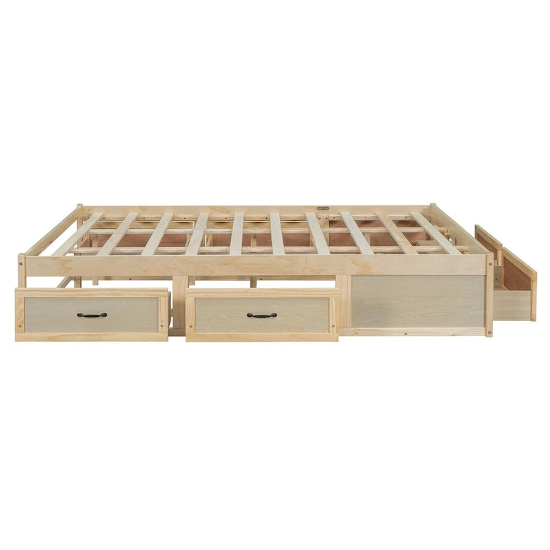 Letto a piattaforma Queen Size con 6 cassetti portaoggetti