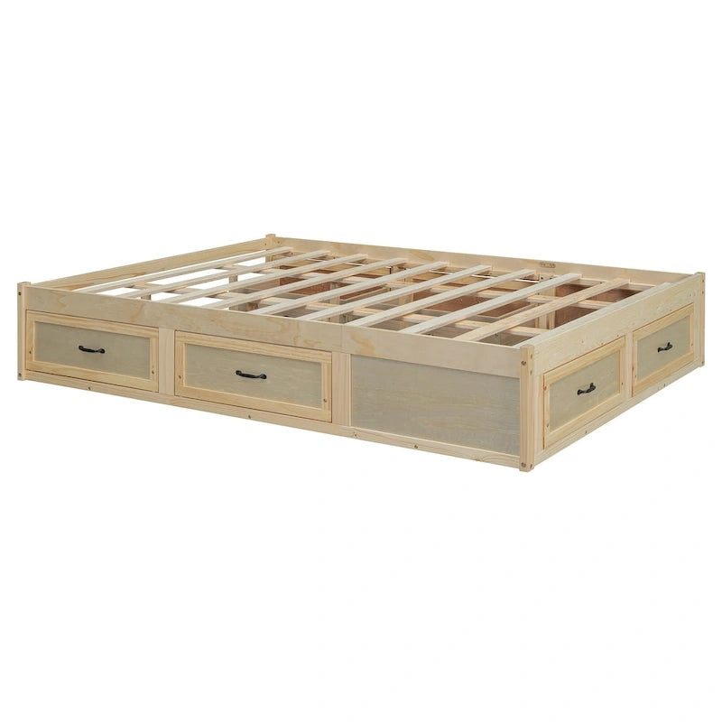 Letto a piattaforma Queen Size con 6 cassetti portaoggetti