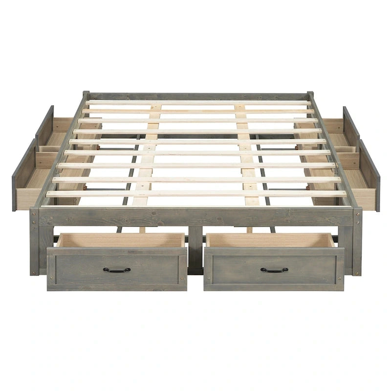 Letto a piattaforma Queen Size con 6 cassetti portaoggetti