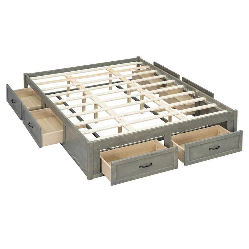 Letto a piattaforma Queen Size con 6 cassetti portaoggetti