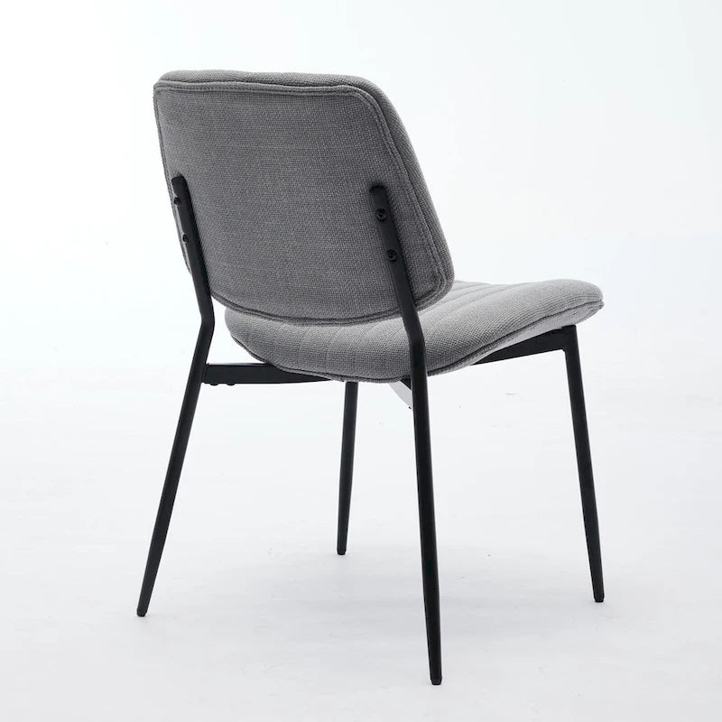 Sedie da pranzo in lino, set da 2, con gambe in metallo e schienale curvo