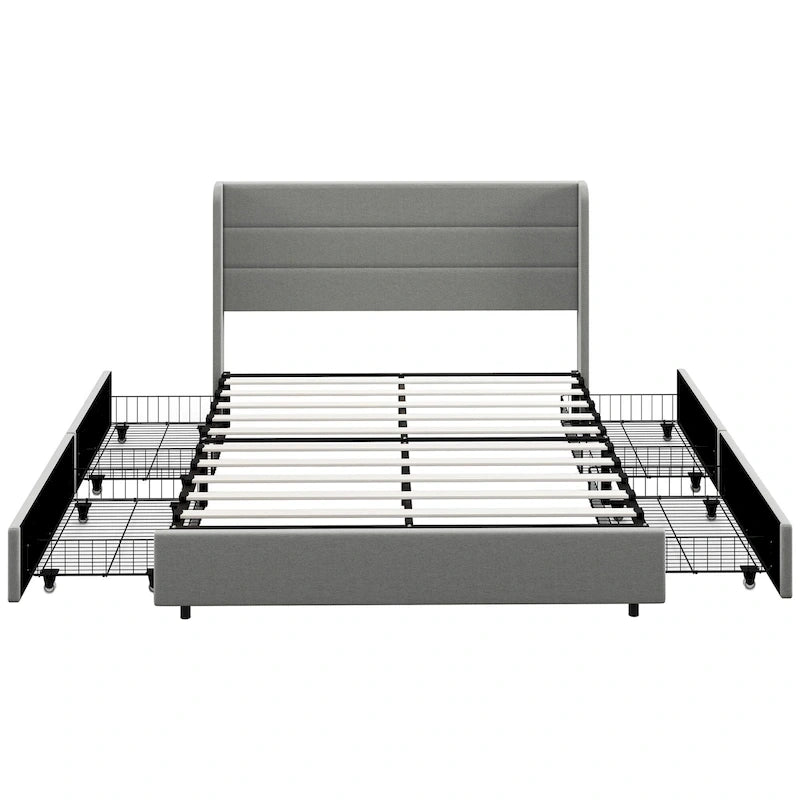 Letto imbottito Queen Size con 4 cassetti contenitore