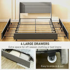 Letto imbottito Queen Size con 4 cassetti contenitore