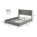 Letto imbottito Queen Size con 4 cassetti contenitore