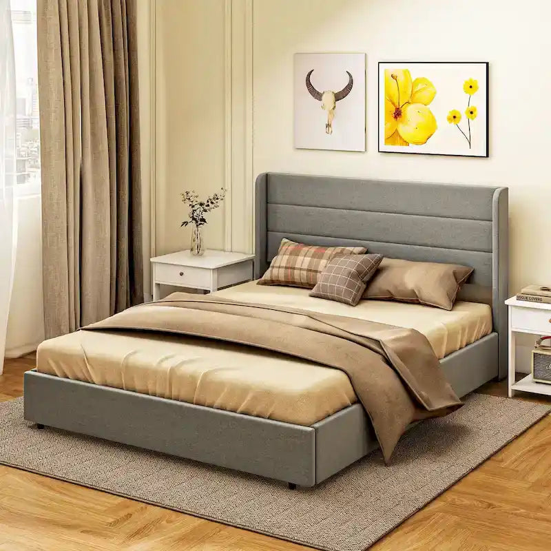 Letto imbottito Queen Size con 4 cassetti contenitore
