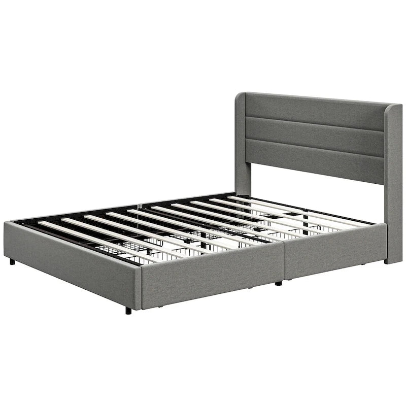 Letto imbottito Queen Size con 4 cassetti contenitore