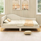 Letto a giorno imbottito Twin/Full Size con dettagli capitonné a rivetto