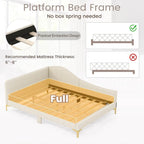 Letto a giorno imbottito Twin/Full Size con dettagli capitonné a rivetto