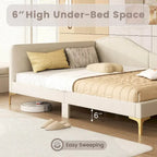 Letto a giorno imbottito Twin/Full Size con dettagli capitonné a rivetto