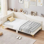 Letto a giorno imbottito Twin/Full Size con dettagli capitonné a rivetto