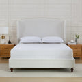 Struttura letto imbottita con testiera ad ali – King Size, Bianco crema