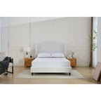 Struttura letto imbottita con testiera ad ali – King Size, Bianco crema