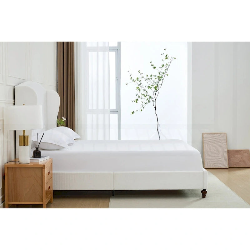 Struttura letto imbottita con testiera ad ali – King Size, Bianco crema