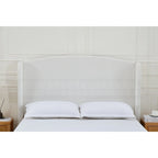 Struttura letto imbottita con testiera ad ali – King Size, Bianco crema