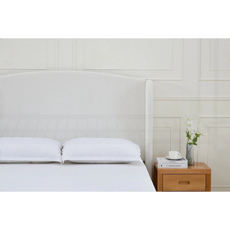 Struttura letto imbottita con testiera ad ali – King Size, Bianco crema