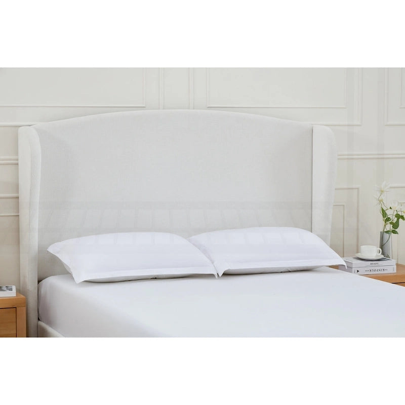Struttura letto imbottita con testiera ad ali – King Size, Bianco crema