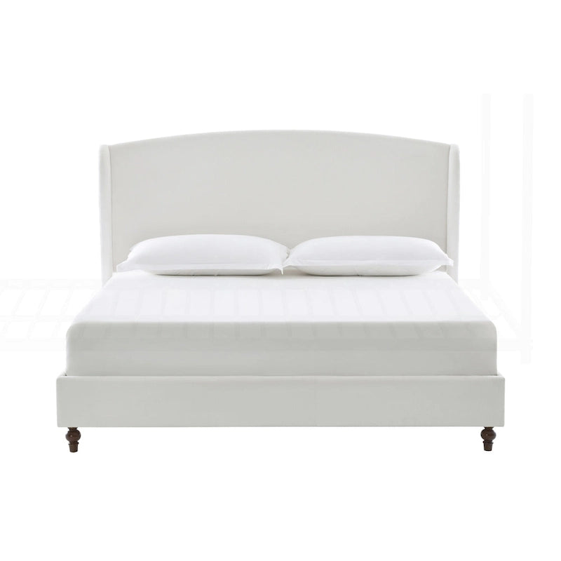 Struttura letto imbottita con testiera ad ali – King Size, Bianco crema