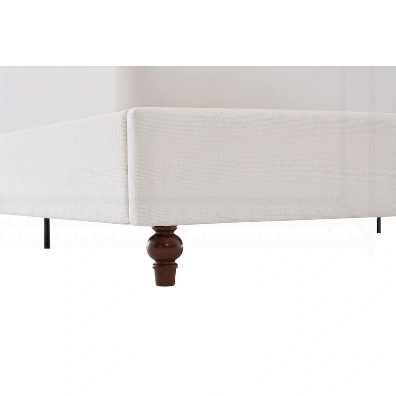 Struttura letto imbottita con testiera ad ali – King Size, Bianco crema
