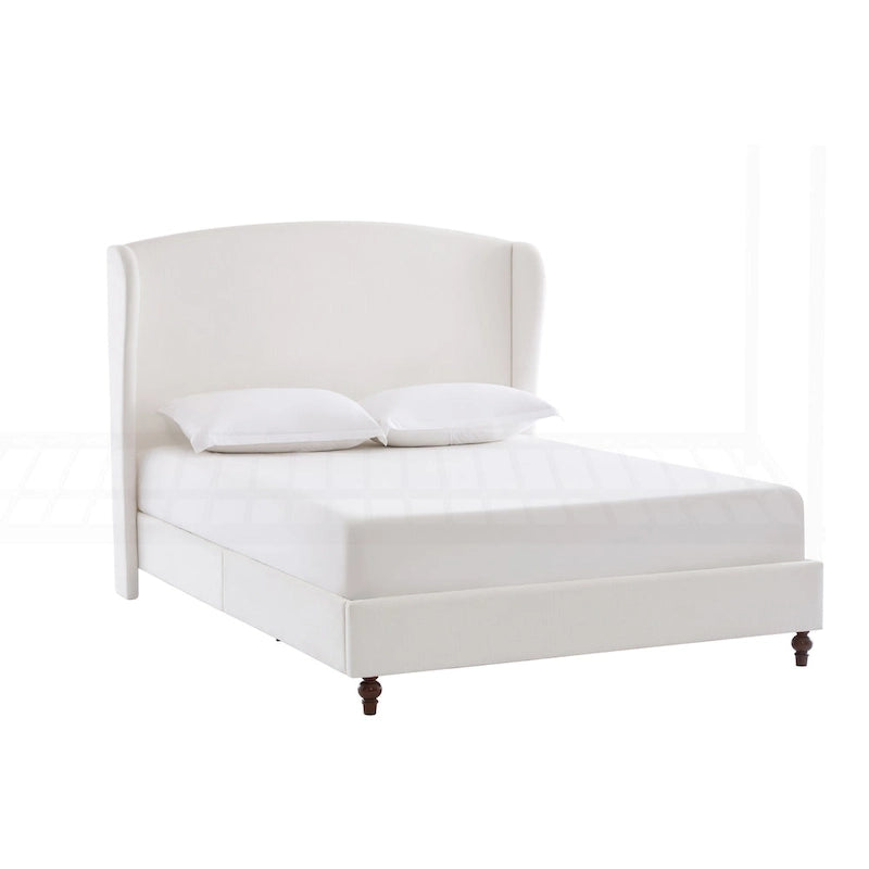 Struttura letto imbottita con testiera ad ali – King Size, Bianco crema