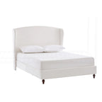 Struttura letto imbottita con testiera ad ali – King Size, Bianco crema
