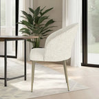 Geru Dining Side Chair Set of 2, Padded Curved Back Contemporary White