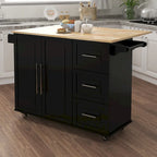 Carrello da Cucina in Legno con Portaspezie e Ripiano (Sgabello Escluso)