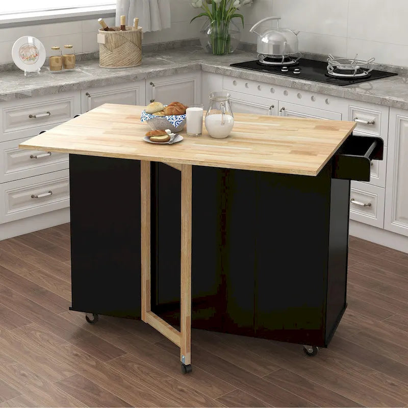 Carrello da Cucina in Legno con Portaspezie e Ripiano (Sgabello Escluso)
