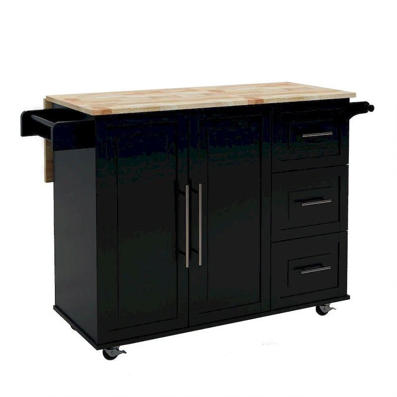 Carrello da Cucina in Legno con Portaspezie e Ripiano (Sgabello Escluso)