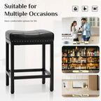 Set di 2 sgabelli da bar da banco con sedile spesso a sella in pelle PU imbottita, altezza 61 cm, sedie da cucina con base in metallo