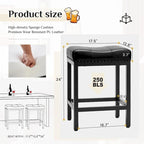 Set di 2 sgabelli da bar da banco con sedile spesso a sella in pelle PU imbottita, altezza 61 cm, sedie da cucina con base in metallo