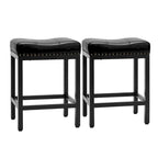 Set di 2 sgabelli da bar da banco con sedile spesso a sella in pelle PU imbottita, altezza 61 cm, sedie da cucina con base in metallo