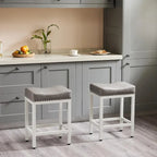 Set di 2 sgabelli da bar da banco con sedile spesso a sella in pelle PU imbottita, altezza 61 cm, sedie da cucina con base in metallo