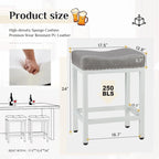 Set di 2 sgabelli da bar da banco con sedile spesso a sella in pelle PU imbottita, altezza 61 cm, sedie da cucina con base in metallo