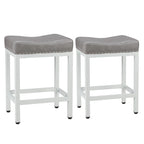 Set di 2 sgabelli da bar da banco con sedile spesso a sella in pelle PU imbottita, altezza 61 cm, sedie da cucina con base in metallo