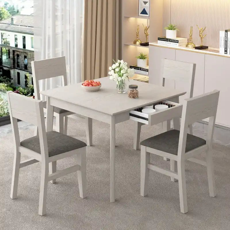 Tavolo da pranzo quadrato con cassetti portaoggetti