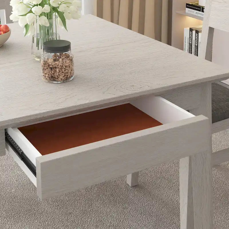 Tavolo da pranzo quadrato con cassetti portaoggetti